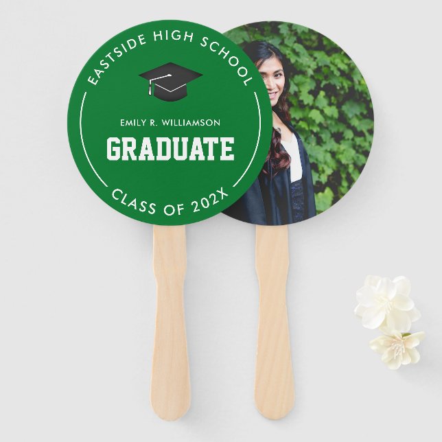 Abanico Ventilador de mano personalizado de foto de gradua (Anverso y reverso)
