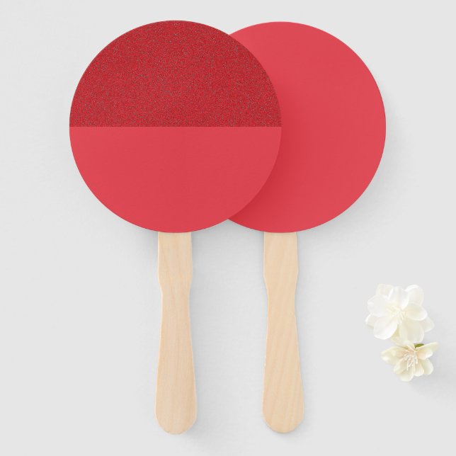 Abanico Ventilador de mano rojo sobre tomate con textura ( (Anverso y reverso)