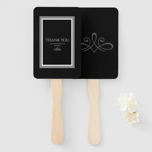 Abanico Ventilador de manos en blanco y negro (Anverso y reverso)