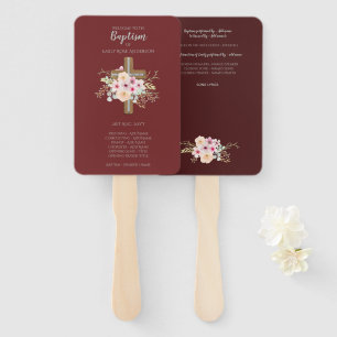 Abanico Ventilador del Programa de Bautismo - Cruz Floral 