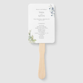 Abanico Ventilador del Programa de Boda Floral Azul Dusty