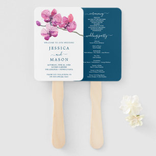 Abanico Ventilador del programa de bodas con orquídeas de