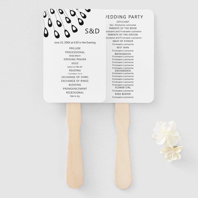 Abanico Ventilador del programa de bodas de pavo real esti (Anverso y reverso)