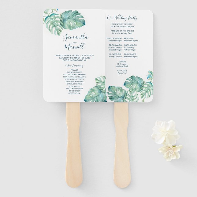 Abanico Ventilador del programa de bodas de vegetación tro (Anverso y reverso)