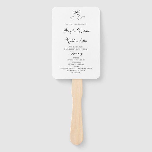 Abanico Ventilador del Programa de Bodas dibujado por mano (Anverso)