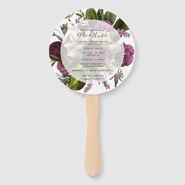 Abanico Ventilador del programa de bodas florales (Anverso)
