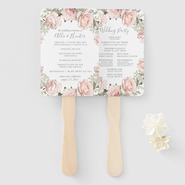 Abanico Ventilador del programa de bodas florales de prima (Anverso y reverso)