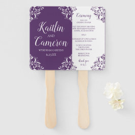 Abanico Ventilador del programa de bodas | Nadine (Plum) 4