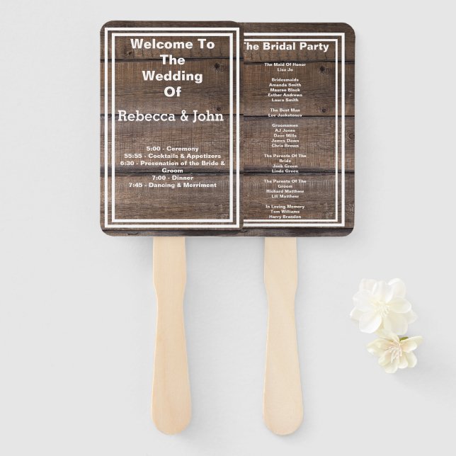 Abanico Ventilador del programa de bodas personalizadas ru (Anverso y reverso)