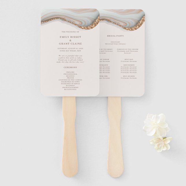 Abanico Ventilador del programa de Ceremonia de Mármol de  (Anverso y reverso)