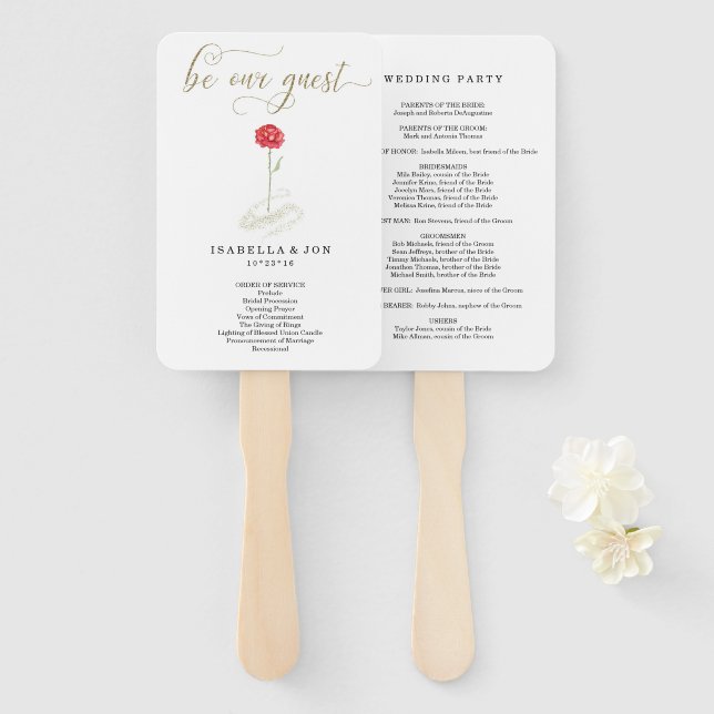 Abanico Ventilador del programa de ceremonias masivas para (Anverso y reverso)