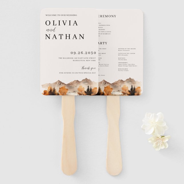 Abanico Ventilador del programa Fall Mountain Wedding (Anverso y reverso)