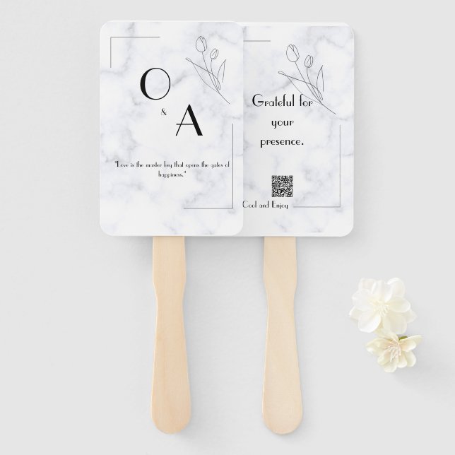 Abanico Ventilador elegante de la mano de mármol para duch (Anverso y reverso)