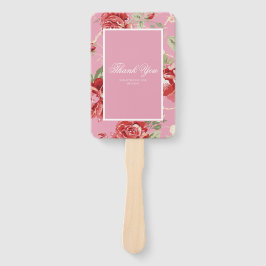Abanico Ventilador rojo rosa y blanco clásico de mano de i