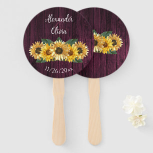 Abanico Ventilador Rústico Magenta Sunflower Wedding Favor