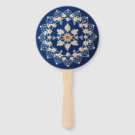Abanico Ventiladores de la mano azul con aspecto bordado d