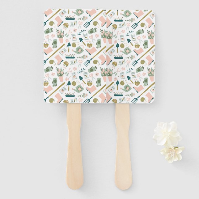 Abanico Ventiladores de la mano del tiempo de jardín (Anverso y reverso)