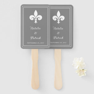 Abanico Ventiladores de mano Boda Gray Fleur de Lis