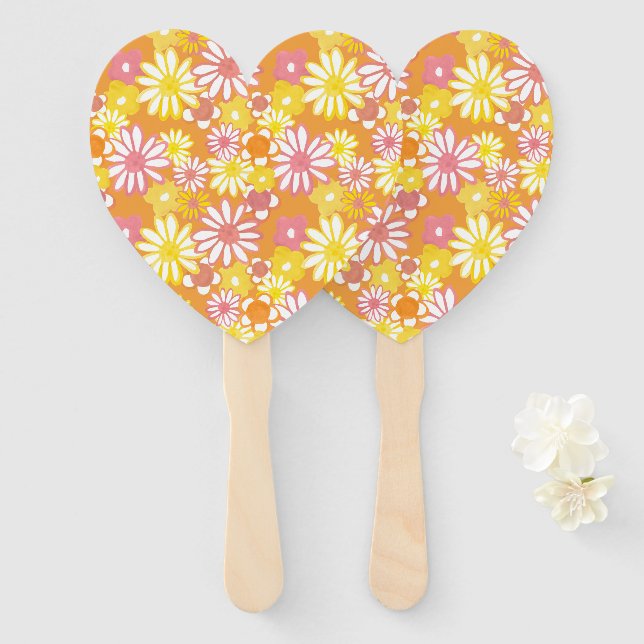 Abanico Ventiladores de mano de las flores de verano (Anverso y reverso)