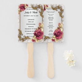 Abanico Ventiladores del elegante programa de bodas de ros