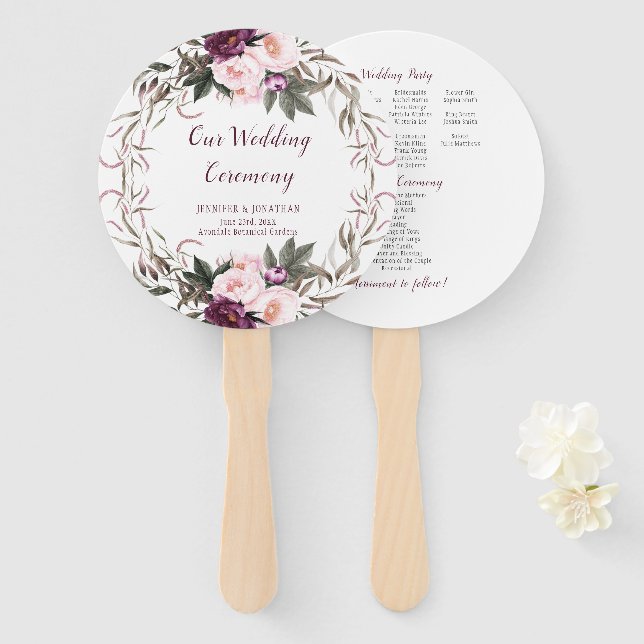 Abanico Ventiladores ROUND de la Lavanda de ciruela púrpur (Anverso y reverso)