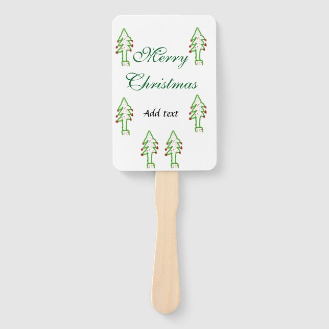 Abanico Verde árbol de navidad rojo cereza alegría Navidad (Anverso)