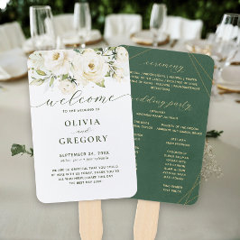 Abanico Verdor Elegante color de agua blanco Floral