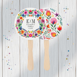 Abanico Vibrante acuarela Floral Fiesta Wedding Program