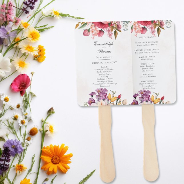 Abanico Vibrante Programa de Boda de Acuarela Floral (Subido por el creador)