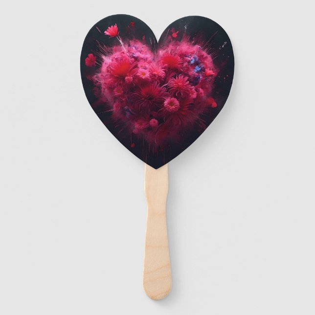Abanico Vibrante ráfaga de corazón rosado (Anverso)