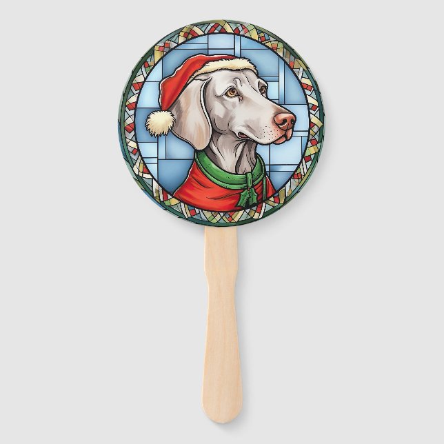 Abanico Vidriera de Navidad Weimaraner (Anverso)