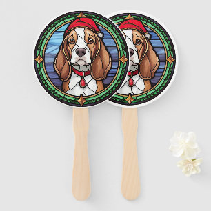 Abanico Vidrio Pintado de Beagle Navidad