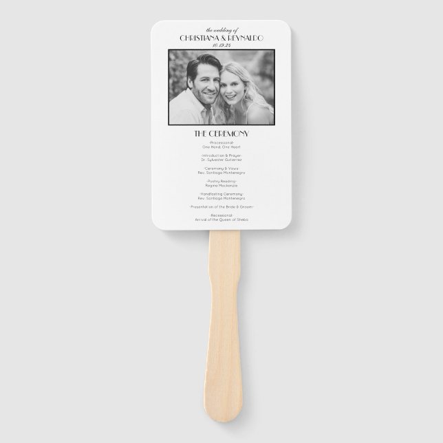 Abanico Vintage Elegant Roaring Programa de Bodas Fotográf (Anverso)