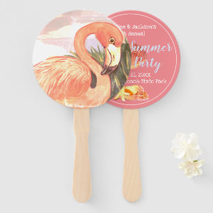 Abanico Vintage Flamingo Seashells Fiesta de Verano Favor