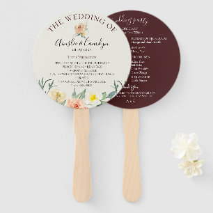 Abanico Vintage Floral Wedding Program Hand Fans