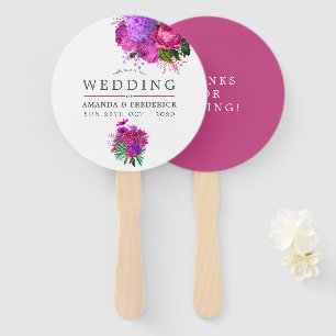 Abanico Vintage Fuchsia y Purple Shabby Wedding Favor