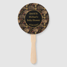 Abanico Vintage Honeycomb Bee Black Baby Shower