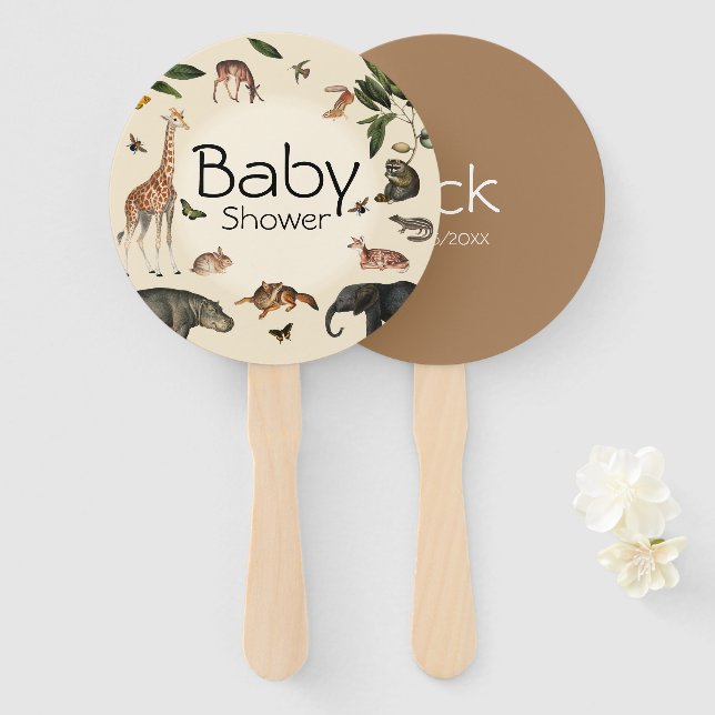 Abanico Vintage Jungle Baby Shower (Anverso y reverso)