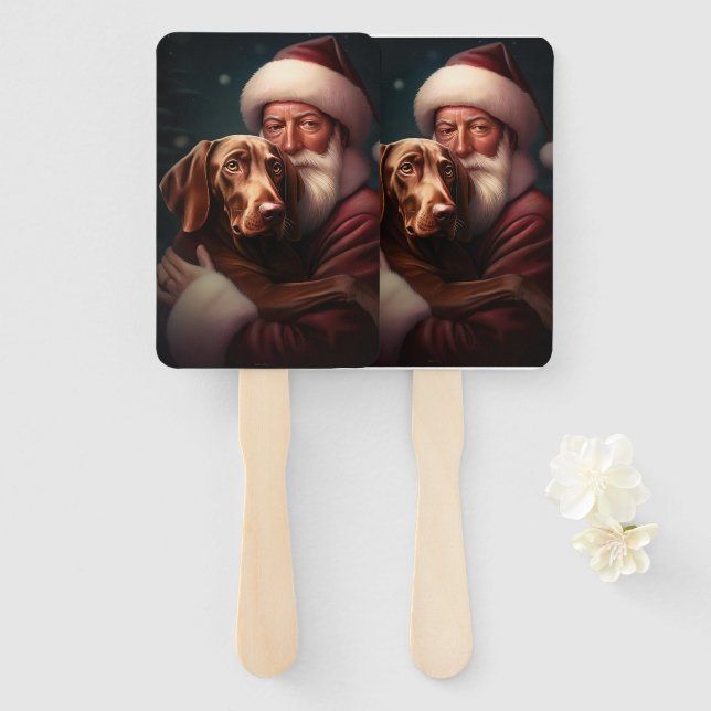 Abanico Vizsla con Navidades festivos de Santa Claus (Anverso y reverso)