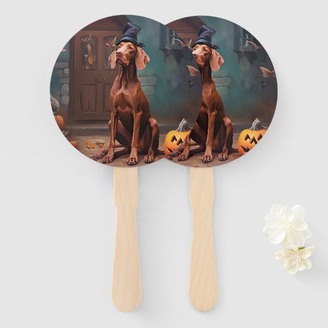 Abanico Vizsla Pumpkins Halloween Scary (Anverso y reverso)