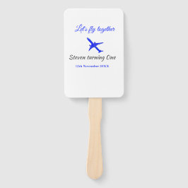 Abanico Volemos juntos el primer avión de cumpleaños azul