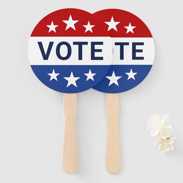 Abanico Votar por elecciones rojas y azules (Anverso y reverso)