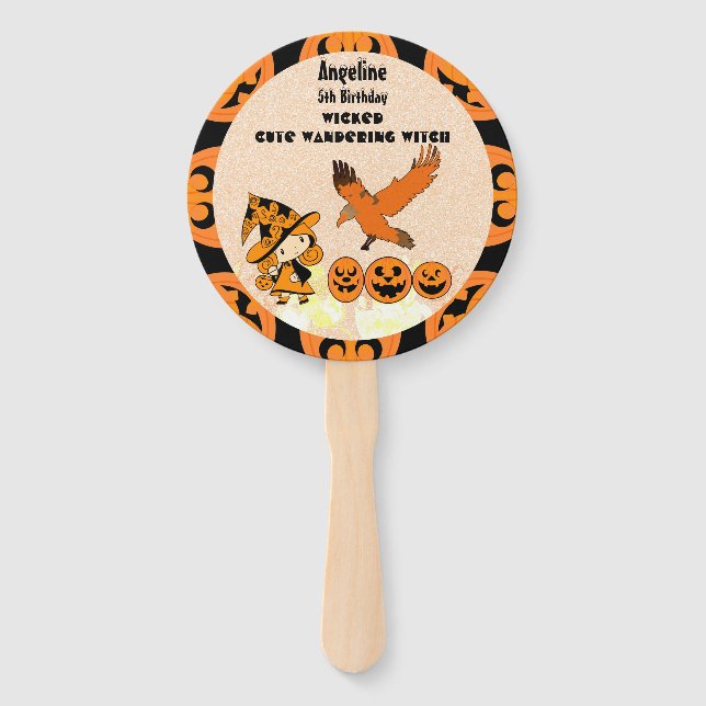 Abanico Wandering Witch Raven Halloween Pumpkins Cumpleaño (Anverso)