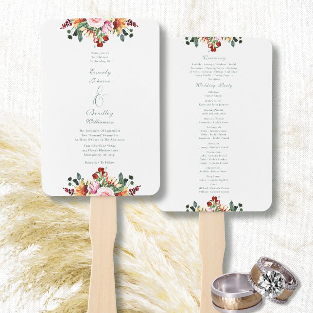 Abanico Watercolor Autumn Sunflower Floral Wedding (Subido por el creador)