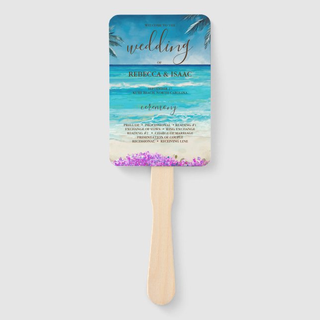 Abanico Watercolor Beach Blue Ocean Program Set de fans (Anverso)