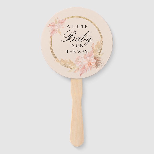 Abanico Watercolor Floral Boho Pink Baby Shower (Anverso)