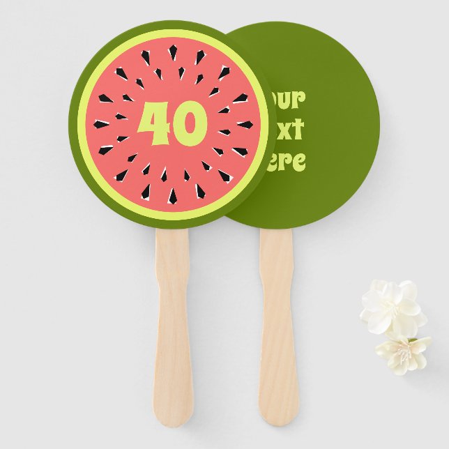 Abanico Watermelon Pink Age 40 Textos (Anverso y reverso)