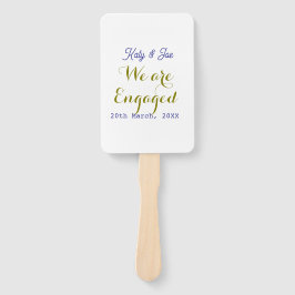 Abanico We are Engaged purple gold name date elegant simpl