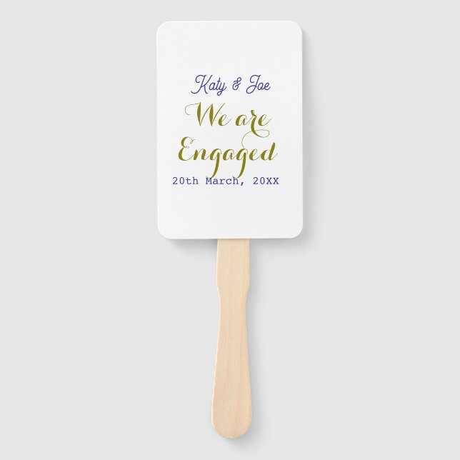 Abanico We are Engaged purple gold name date elegant simpl (Anverso)