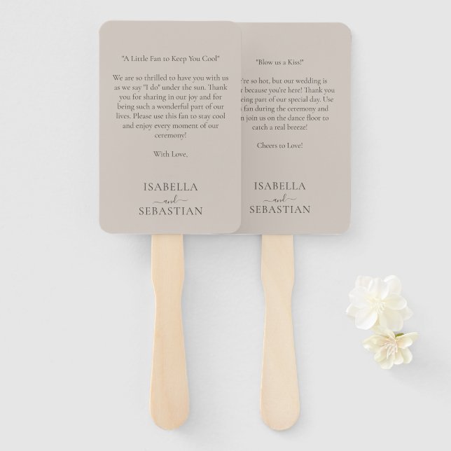 Abanico Wedding Beige Love Fun Quote (Anverso y reverso)